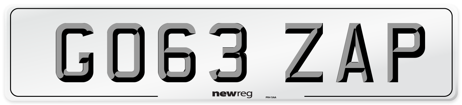 GO63 ZAP Number Plate from New Reg